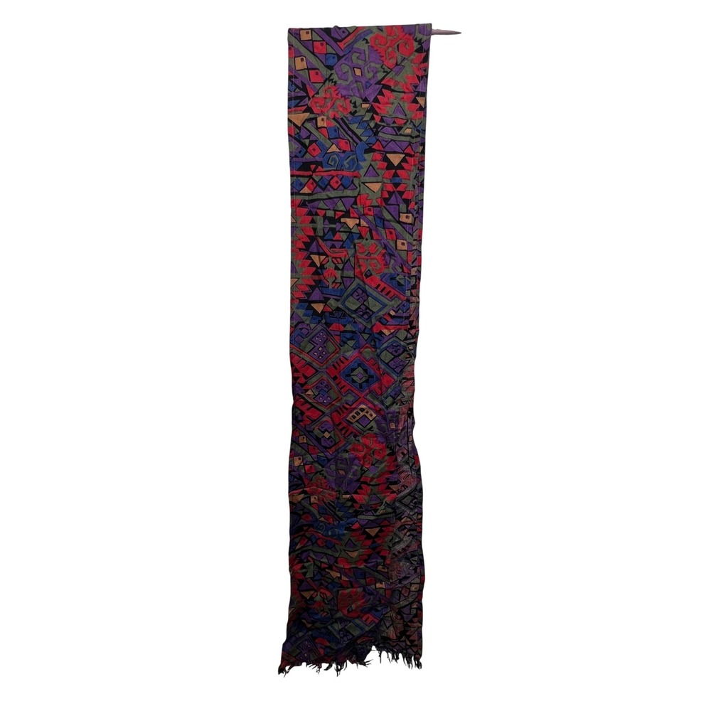 Putumayo Vintage Rayon Scarf‎ Geometric Tribal Print Multicolor Made in India